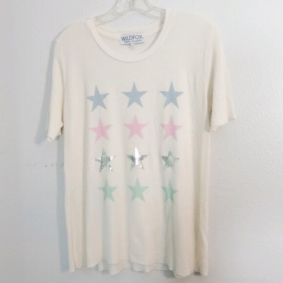 Wildfox Star striped waffle knit Henley tunic top - Picture 4 of 12